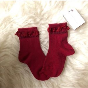 Burberry Girls Ruffled Baby Socks - red NWT